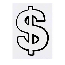 'Dollar Sign' Temporary Tattoo - Water Resistant, Skin-Safe, Non-Toxic Transfer (TO00084377)