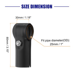 sourcing map 8Pcs T Pipe Clamp Connector, Structural Pipe Connector Chain Link Fence Clamp Stainless Steel Corner Fitting End Rails Clamp Fit OD 1 Inch(25mm), Black