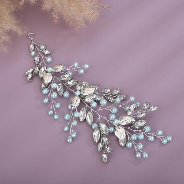 Deniferymakeup Rhinestone Bridal Hair Vine Pearl Wedding Headband Rhinestone Bride