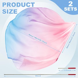 Jetec 2 Pcs 74"x55" Worship Flags for Dance Church Praise Dance Flag with Flexible Rod Semicircle Angel Wing for Outdoor Stage Performance Religious Activities(Pink Purple Blue,Gradient Colors)