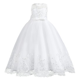Quinceanera Dresses, Father Daughter Dance Dresses, Ball Gown Dresses for Girls, Easter Dresses for Girls, Daddy Daughter Dance Dress, First Communion Dress for Girls Flower Dress White 9-10 Years