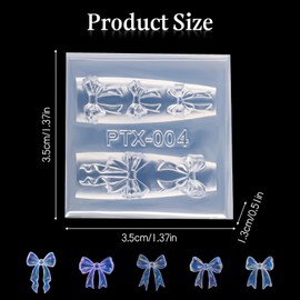 3D Bow Nail Charms Molds Silicone for Nail Art, Cute Bowknot Nails Charms Mold Nails Art Carving Mix Bows Molds Relief Fingernail Bows Mold for Women DIY Fingernail Arts