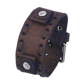 Nemesis #VSB-B Washed Out Faded Dark Brown 20mm Lug Width Wide Leather Cuff Watch Band