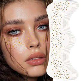 Glitter Freckles Face Tattoo,6PCS Gold Glitter Freckles,Sparkle Makeup Patches Face Glitter Tattoo Festival Essentials Waterproof Temporary MakeupTattoo for Women