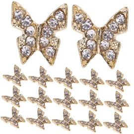 Baluue 20Pcs Gold Alloy Butterfly Nail Art Decor Wear-Resistant Stylish Nail Charms for Party and Holiday