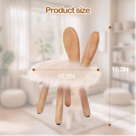 XXYOUPIN Bunny Chair for Kids 1-4 Years, Wooden Base with Removable Cushion,Anti-Tip Toddler Stool,Baby Nursery Decor Gift,Rabbit Design（1pack/Pearl White）