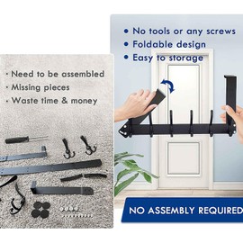 KEOAMG Over The Door Hooks, No Assembly Required Door Hanger Hook, Sturdy Over The Door Coat Rack, Over Door Hanger Door Hooks for Hanging Clothes, Towels, Hats, Matte Black