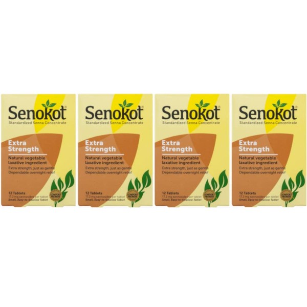 Senokot Extra Strength Natural Vegetable Laxative, 12 Tablets (Value Pack of 4)