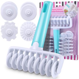 Boao Fondant Ribbon Cutter Wheel Roller Mold Dough Lattice Cutter 4 Different Gears Embosser Set Noodle Dough Roller Pastry Tools for Pie Baking