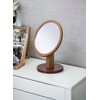 HomeRoots Brown Round Makeup Shaving Tabletop Framed Mirror