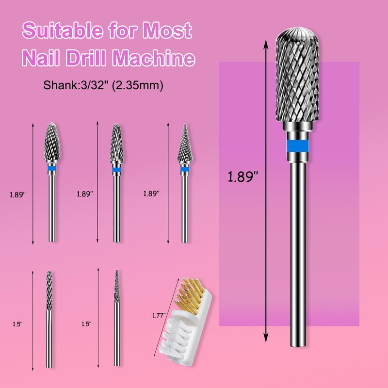 Carbide Nail Drill Bits Set, 3/32 Inch Nail Drill Bits