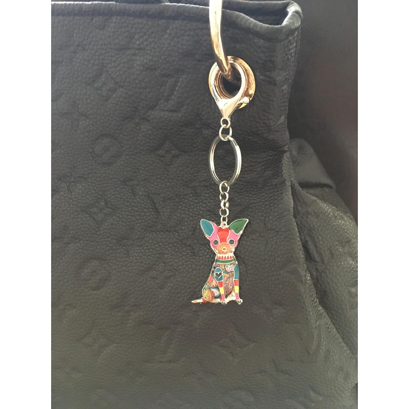 Chihuahua Small Dog Keyring Colourful Enamel Christmas Gift Kids Gift