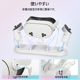 Growalleter Meta Quest 3S Compatible Charging Dock for Meta Quest 3S Headset and Controller Simultaneously Overcharge Protection Heavy Duty Design Type-C LED Light Charging Stand Compact Storage