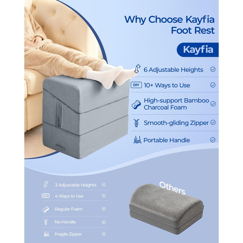 Kayfia 6 Adjustable Heights Foot Rest for Under Desk at