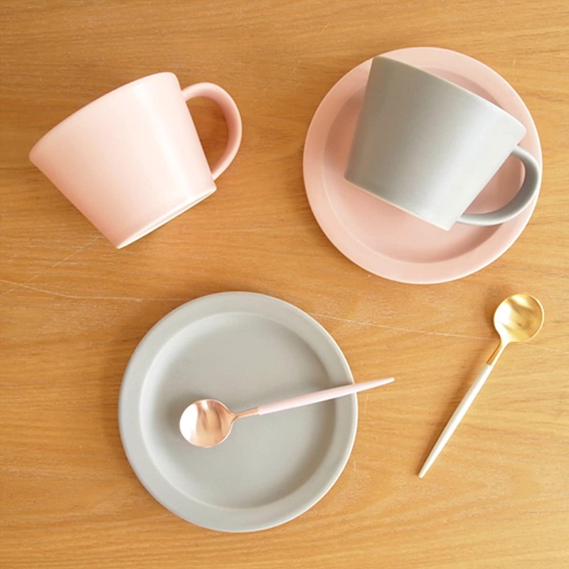 SAKUZAN Coffee Cup & Saucer, Set of 2 Same Color,