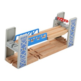 TEHAUX Wooden Train Track with Bridge Model DIY Railway for Ages for Creative Play Development Durable Wooden Construction for Endless Fun