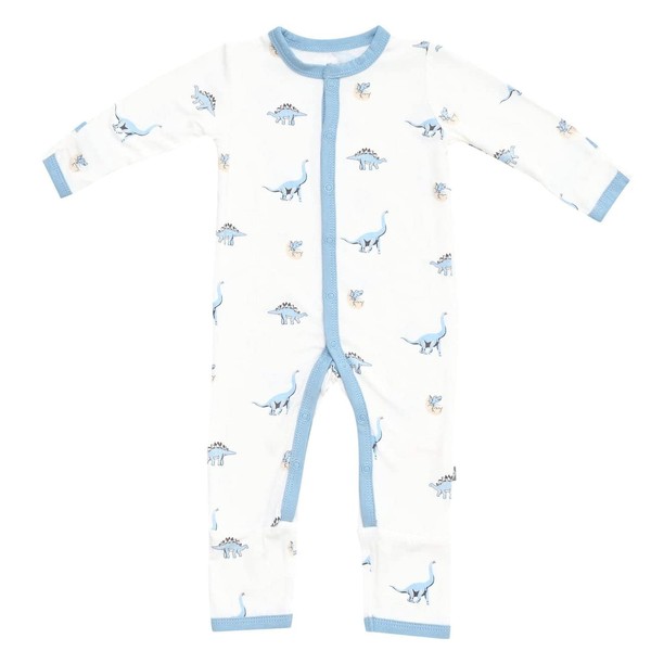 KYTE BABY Unisex Soft Bamboo Rayon Rompers, Snap Closure, Jurassic,