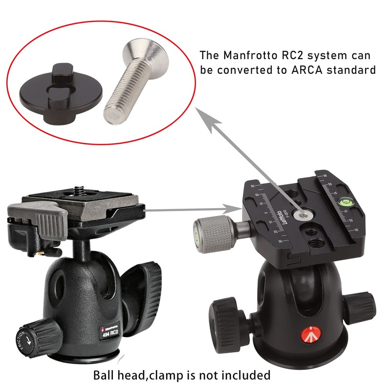 Leftfoto Adapter arca Swiss to manfrotto rc2 Converter Tripod Head