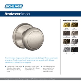 Schlage F51A AND 716 ADD Andover Door Knob with Addison Trim, Keyed Entry Lock, Aged Bronze