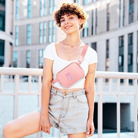 Prize for Girls 8-12, Dance Recital Gifts for Kids, Belt Bag Dance Bag for Teen,Crossbody Bags for Girls Teen,Small Travel Waist Packs Kids Fanny Pack Birthday Gifts (Peach, R)