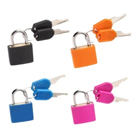 Pack of 4 Suitcase Lock with Keys, Luggage Padlock Small for Travel, Lockers, Holiday Suitcase, Mini Suitcase Locks, Black, Orange, Blue, Rose Red