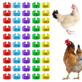 GIEEU Pack of 50 chicken rings, 16 mm chicken identification legs rings, numbered identification bands for poultry farmers and backyard holders (chickens, ducks, pigeons, geese)