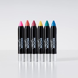 Iridescent Glitter Paint Stick/Body Crayon makeup for the Face & Body by Moon Glitter - 3.5g - Set of 6