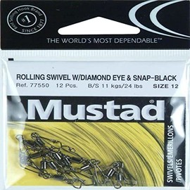 Rolling Swivel W/Diamond Eye & Snap - Black 12