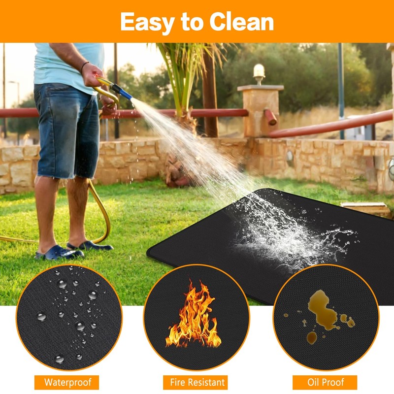 Large Under Grill Mat, Fireproof Grill Pads for Outdoor Charcoal,