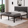 Feonase Queen Size Metal Bed Frame with Faux Leather Button