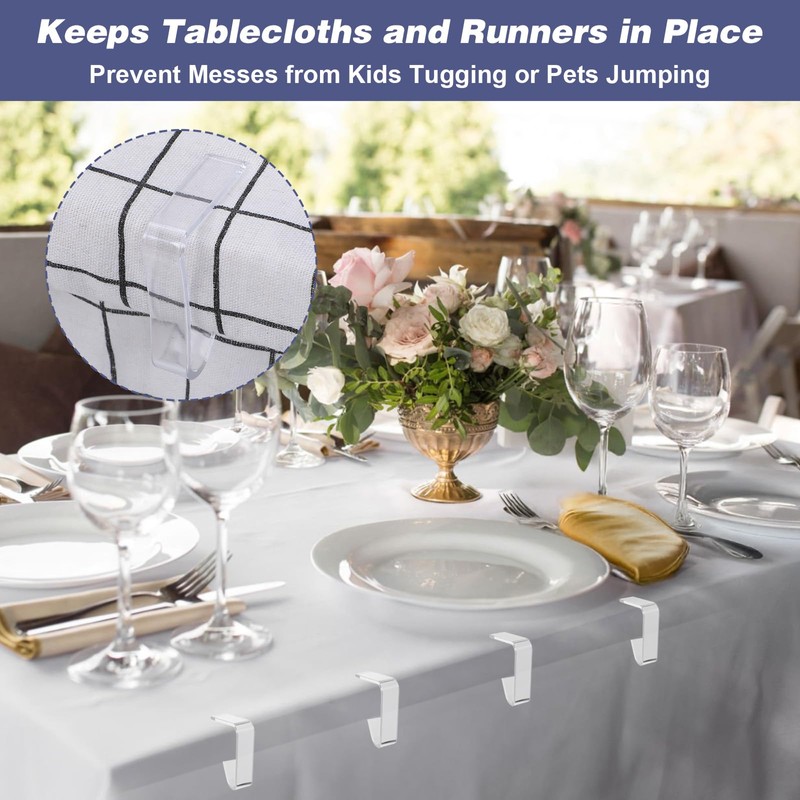 Neyauo 24pcs Table Cloth Holder Clips, Clear Tablecloth Clips for