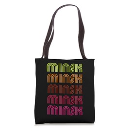 Retro Minsk City Belarus Inline Font Disco Design Vintage Tote Bag