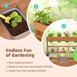 OOOK Potting Bench with Removable Sink, Potting Benches for Outside, Mud Kitchen for Kids Outdoor with Gardening Tools, Watering Can, Flower Pot, Ideal Gift for Boys and Girls 3+, Solid Fir Wood
