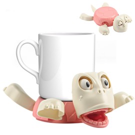 Turtle Coaster, 3D Printed Turtle Coaster, Funny Face Turtle Coasters, Novelty Drink Coasters for 2025, Gravity Sensor Design, for Friends and Children Gifts (Pink)