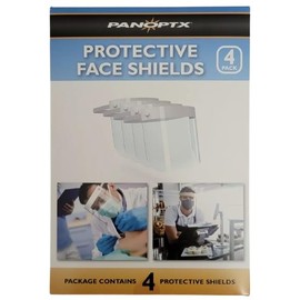 Elastic Protective Face Shields w/Double sided ANTI-FOG Coatings (Pack of 4)