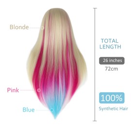 DaizySight Hair Mannequin Head for Hairdressing Training, Styling Doll Head with Synthetic Hair, 26" Cosmetology Manikin Doll Head for Girls, with Clamp & Styling Tools (Blond-Multicolor)