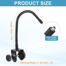 PATIKIL Flexible Gooseneck Arm Clamp, 1/4" Male Thread 11.8" Flexible Gooseneck Universal C-Clamp for Cameras Phones Camcorder Light, Black (Style 9)