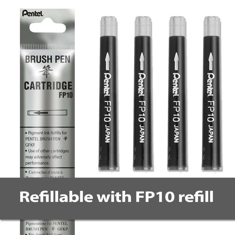 Pentel Arts Brush Pen Black Grey Case