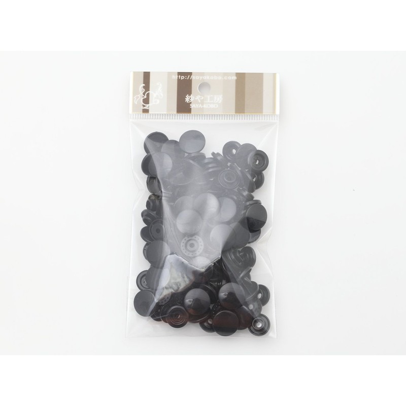 紗や工房 プラスチックスナップボタン T-5 30組 12mm 黒 ハンドプライヤー 手芸材料 プラスチック製 ボタン