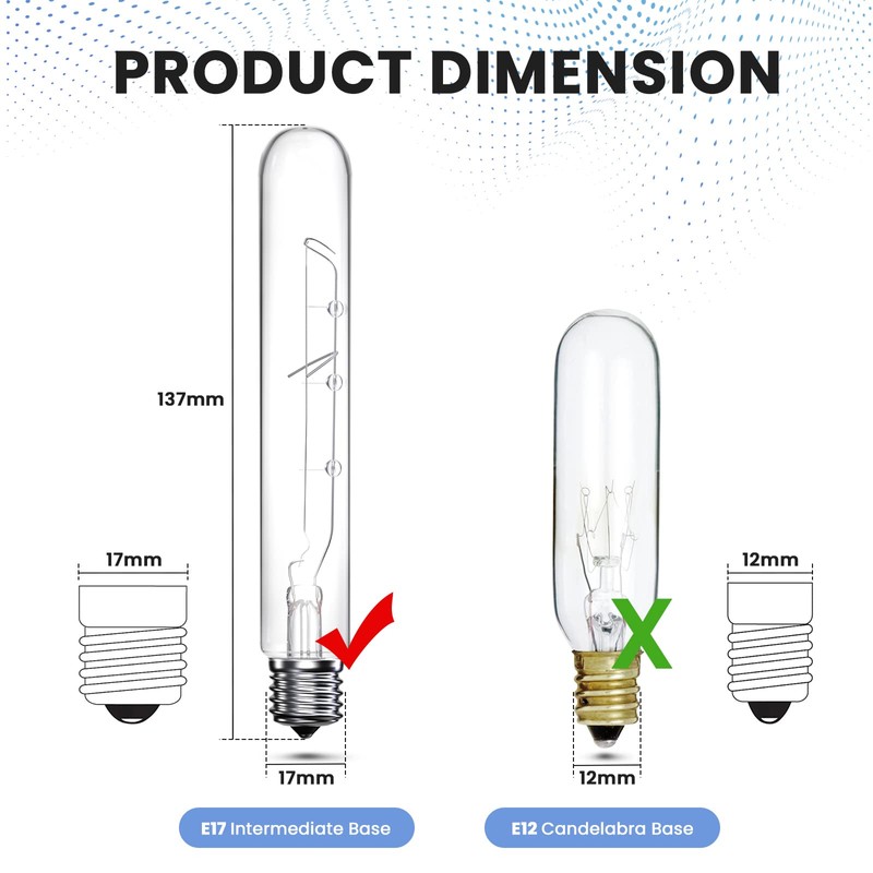 Bonlux 40 Watt T6.5 Refrigerator Light Bulb Dimmable, 120V Intermediate