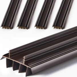 Pushglossy Replacement Door Bottom with Vinyl Fins 36" Long 1 3/4" Wide Door Threshold Seal Bottom of Door Weatherstrip Kerf Weather Stripping for Doors 7/8" Between Barbs(Brown, 4 Pcs)