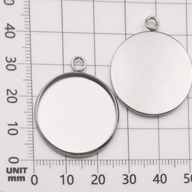 20 Pcs Fit 25mm Stainless Steel Round Blank Bezel Pendant Trays Base Cabochon Settings Charms for Jewelry Making (10167-25mm-20pcs)