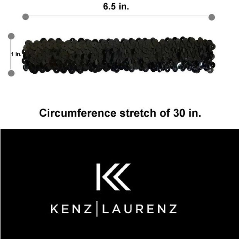 Kenz Laurenz Sequin Headbands Glitter Sparkly Elastic Stretch Sports Headband