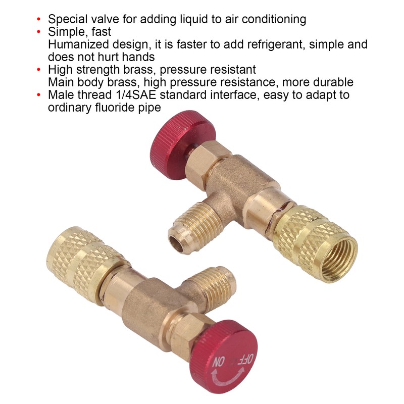 2PCS Refrigeration Control Valve 1/4SAE Male Thread 5/16SAE Female Thread