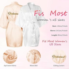 6 Pcs Bridesmaids Robes for Wedding Bridal Robes Maid of Honor Matron of Honor Robe Wedding Robe for Bridal Party Gift