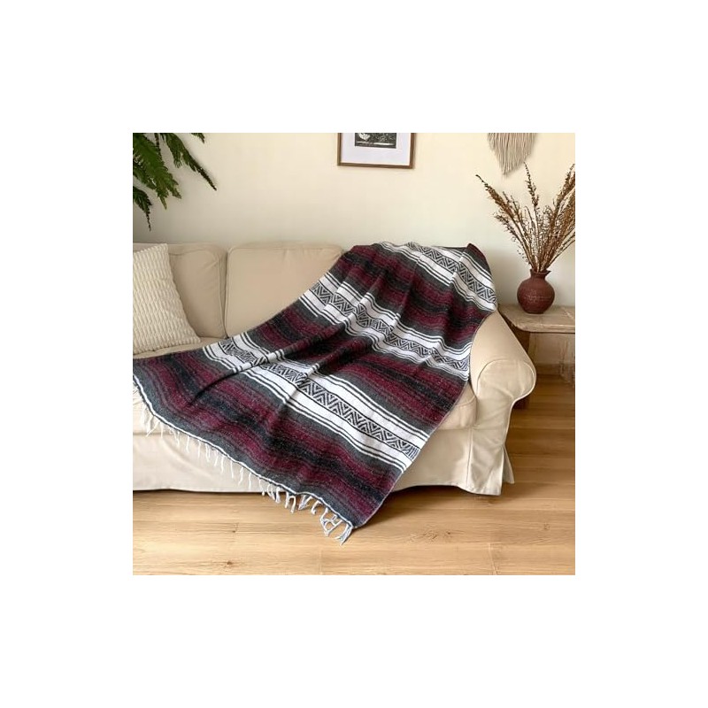 Handwoven Mexican Falsa Blanket - Soft & Durable Serape, Beach,