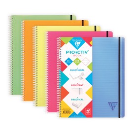 Clairefontaine Proactiv'Book 328176C Notebook DIN A4+ 22.5 x 29.7 cm, 80 Sheets, Lined with Margin and Header, 4-Hole Punched for Storage in Ring Binder / Binder, Polypropylene Cover, Assorted