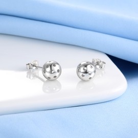 Sterling Silver Basketball Pickleball Football Soccer Volleyball Tennis Ball Stud Earrings Women Sport Heart Earrings Jewelry Gifts (Pickleball)