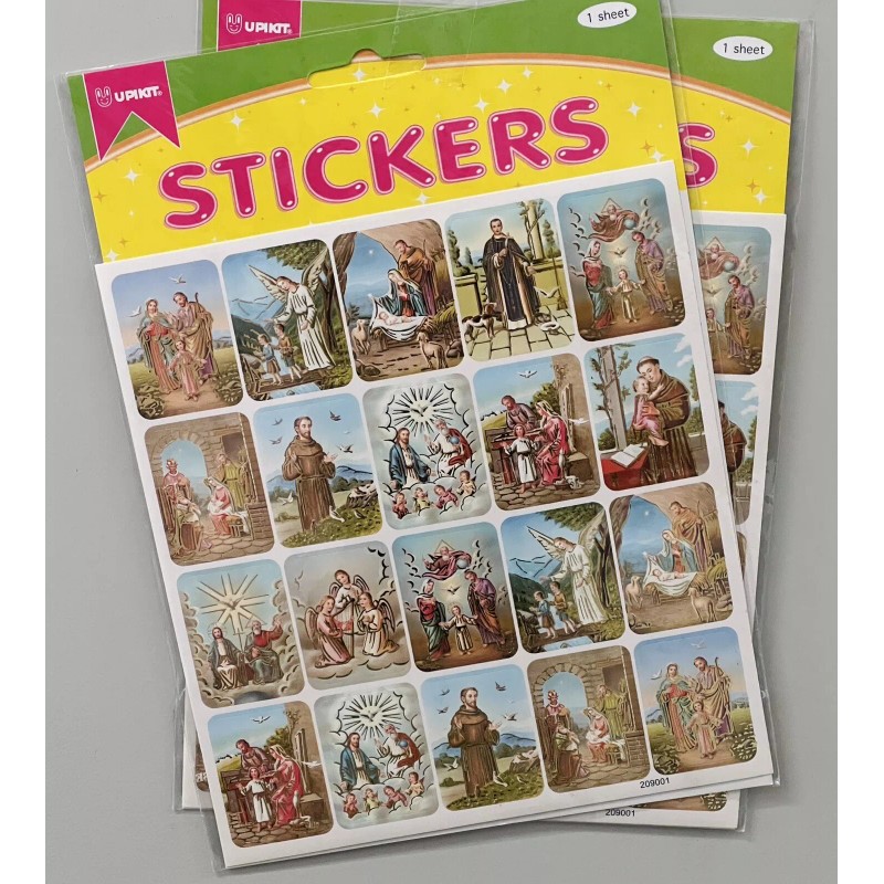 40 Pcs. Catholic Religious Stickers 1”x1.5” Holy Family Padre Pio