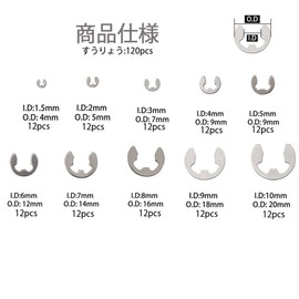 LEAUNGYOO E-ring Retaining Ring for Camera Repair Parts for Spring E-Type Snap Rings 120 Pieces M1.5-M10 304 Stainless Steel Retaining Snap Ring Circlip Kit E-Type Retaining Ring for Securing Parts